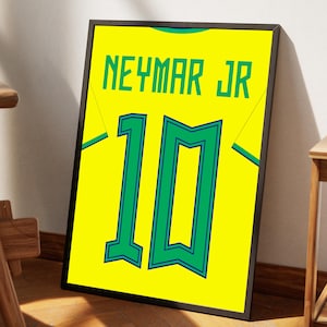 Neymar Jr poster jersey print, Football Poster Printable, Gift for son, Neymar Jr Poster, Instant Download, Neymar Jr gift, Neymar Jr art