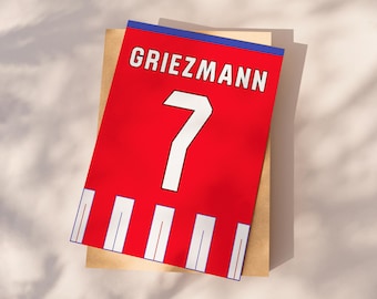 Antoine Griezmann Atletico Madrid Jersey Poster, Football Wall Art, Digital Download