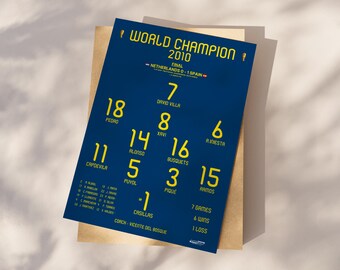 Spain 2010 Champions print, Football Poster Printable, Spain gift, Spain team poster, Instant Download, Spain Team Wall art, World cup 2010