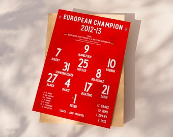 Bayern Munich 2013 Champions print, Football Poster Printable, Bayern gift, Bayern poster, Instant Download, Bayern Munich Wall Art