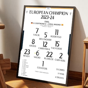 Real Madrid 2024 Champions print, Football Poster Printable, Gift for son, Real Madrid poster, Instant Download, Real Madrid gift,Kids decor
