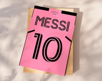 Impresión de la camiseta de Lionel Messi, póster de fútbol imprimible, regalo para hijo, póster de Messi, descarga instantánea, regalo de Messi, póster del Inter Miami