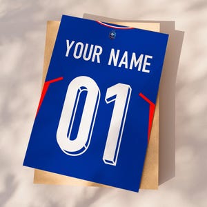 Custom France National team jersey, customizable uniform poster, gift for boys, personalized jersey, football gift for him, digital poster