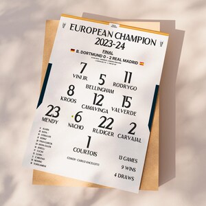 Real Madrid 2024 Champions print, Football Poster Printable, Gift for son, Real Madrid poster, Instant Download, Real Madrid gift,Kids decor