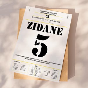 Impressão de gol de vôlei de Zidane, pôster de futebol para impressão, presente de Zidane, presente para neto, pôster de Zidane, download instantâneo, lenda do Real Madrid