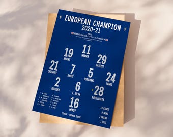 Chelsea 2021 Champions print, Football Poster Printable, Chelsea gift, Chelsea poster, Instant Download, Chelsea Wall Art, Chelsea print