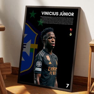 Impressão Vini Jr, pôster de futebol para impressão, download instantâneo, presente para neto, pôster Vini Jr, presente Vini Jr, arte Vini Jr