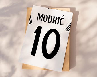 Impresión de la camiseta del póster de Modric, póster de fútbol imprimible, regalo para hijo, póster de Modric, descarga instantánea, regalo de Modric, decoración infantil, Luka Modric