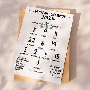 Real Madrid 2014 Champions print, Football Poster Printable, Gift for son, Real Madrid poster, Instant Download, Real Madrid gift,Kids decor