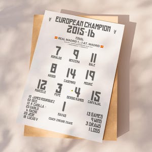 Real Madrid 2016 Champions print, Football Poster Printable, Gift for son, Real Madrid poster, Instant Download, Real Madrid gift,Kids decor