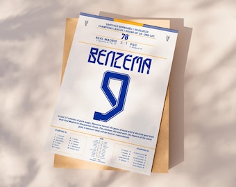 カリム・ベンゼマのゴールプリント、サッカーポスター印刷可能、即時ダウンロード、孫へのプレゼント、ベンゼマのポスター、ベンゼマギフト、サッカーギフト、装飾
