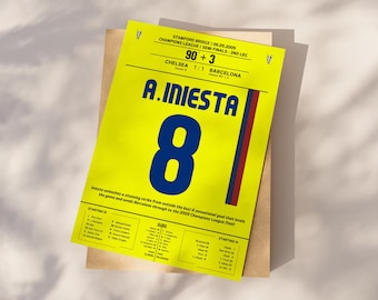 Andrés Iniesta Tor, Fußball Poster zum ausdrucken, Sofort Download, Geschenk für Enkel, Iniesta Poster, Sofort Download, Barça-Legende