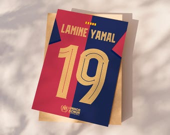 ラミン・ヤマルのポスタージャージプリント、サッカーポスター印刷可能、息子へのプレゼント、ラミン・ヤマルのポスター、即時ダウンロード、ヤマルギフト、子供用装飾