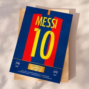 Póster de Lionel Messi del Barcelona, póster de fútbol imprimible, regalo para hijo, póster de Messi, descarga instantánea, regalo de Messi, decoración infantil, Barça