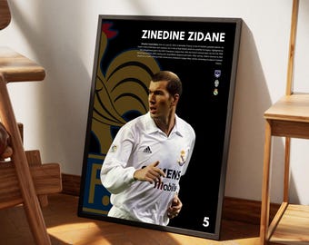 Zidane Poster Print, Football Poster Printable, Instant Download, Gift for grandson, Zidane poster, Zidane gift, French Star, Zidane art