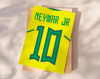 Neymar Jr poster jersey print, Football Poster Printable, Gift for son, Neymar Jr Poster, Instant Download, Neymar Jr gift, Neymar Jr art