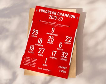 Bayern Munich 2020 Champions print, Football Poster Printable, Bayern gift, Bayern poster, Instant Download, Bayern Munich Wall Art