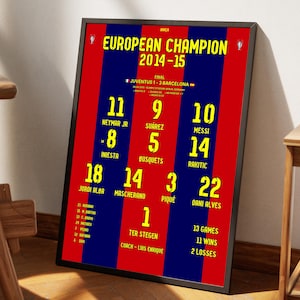 Barcelona 2015 Champions print, Football Poster Printable, Gift for son, Barcelona poster, Instant Download, Barcelona gift, Kids decor