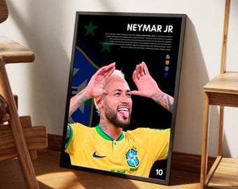 Neymar Poster Druck, Fußball Poster druckbar, Sofort Download, Geschenk für Enkel, Neymar Plakat, Neymar Geschenk, Brasilien Stern, Neymar Kunst