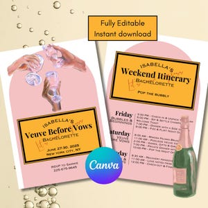 Veuve Before Vows Bachelorette Party Invite Template, Bachelorette Party Games, Veuve Before Vows Games, Champagne Theme, Bachelorette