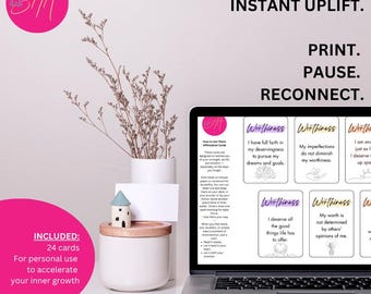 Printable Affirmation Cards – Cozy Self Care Deck for Women – Mindfulness & Motivation
