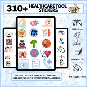 Packung mit Gesundheits-Aufklebern für Goodnotes 310+, iPad Planer Aufkleber, digitale Aufkleber, tägliche Aufkleber
