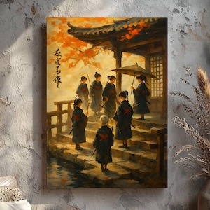 Japanese Anime Student Wall Art Oil Painting Anime Style Print Trendy Japanese Art Print Printable Aesthetic Wall Art Digital Download