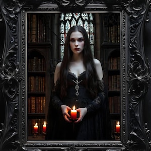Gothic Vampire Princess Art Print Dark Fantasy Halloween Home Decor Spooky Vampire Wall Art Witchcore Victorian Horror Digital Download