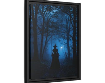 Witchy Forest Halloween Canvas Art Gothic Woodland Home Decor Spooky Witch Wall Art Fall Gothic Canvas Spooky Haunted Forest Wall Home Decor