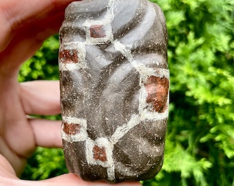 Slipware Swirl Stone Block Ceramic Rattle // Abstract Expressionism // Handmade Natural Earthen Sculpture