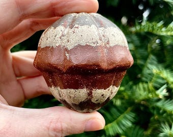 Striped Acorn Ceramic Rattle // Handmade Sculpture