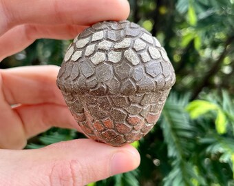 Striped Mosaic Acorn Ceramic Rattle // Handmade Sculpture
