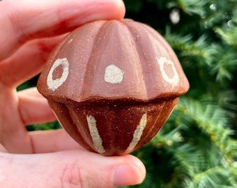 Fire Acorn Talisman Ceramic Rattle // Handmade Sculpture