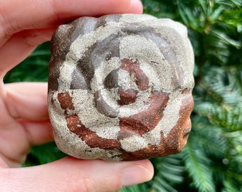 Tribal Swirl Block Talisman Ceramic Rattle // Abstract Expressionism // Handmade Natural Earthen Slipware Sculpture