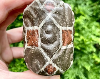 Slipware Swirl Stone Block Ceramic Rattle // Handmade Abstract Sculpture