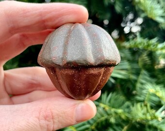 Burnt Fire Acorn Ceramic Rattle // Handmade Sculpture