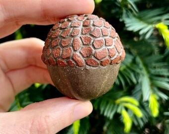 Mosaic Acorn Ceramic Rattle // Handmade Sculpture