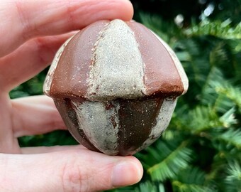 Checkered Acorn Ceramic Rattle // Handmade Sculpture