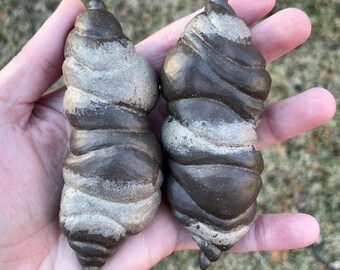 Pair of Ancient Twisted Root Ceramic Rattles // Handmade Abstract Expressionism Sculpture