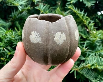 Spotted Slipware Ceramic Bud Vase // Handmade Rustic Stoneware Pottery