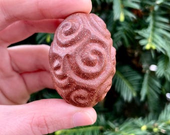 Whimsical Fire Swirl Egg Ceramic Rattle // Handmade Abstract Sculpture