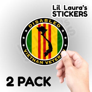 Disable Vietnam Veteran Round Circle Stickers Decals - You choose size and quantity
