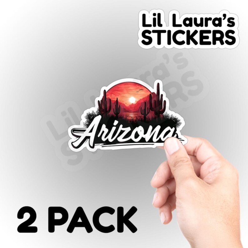 Arizona State Sticker, Desert Sticker, Beautiful Sunset With Text ...