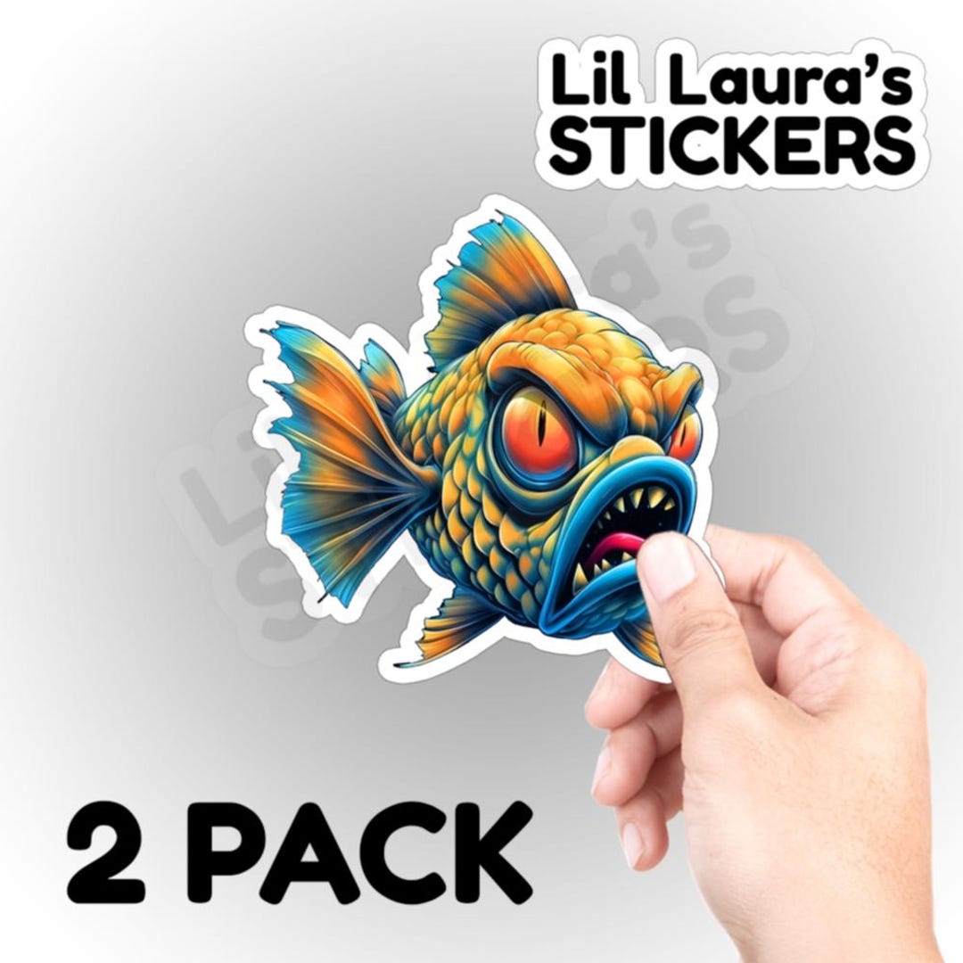 Angry Goldfish Sticker, Cooler Sticker, Water Bottle Sticker, Drunken ...