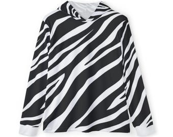 Zebra Print Hoodie, Animal Lover Gift, Men's Warmup Sweatshirt, Trendy Hoody, Wildlife Clothing, Cool Graphic Jacket