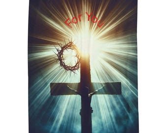 Velveteen Plush Blanket, Jesus Christ Lover Gift, Religious Fleece Throw, Christian Home Decor, Cozy Religious Blanket, Inspirational