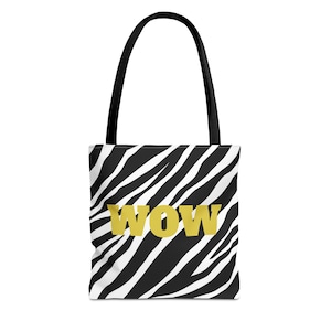 Sac fourre-tout élégant à imprimé zèbre, fourre-tout respectueux de l&#39;environnement graphique WOW, cadeau amusant pour les amoureux des animaux, sac de plage tendance, parfait pour un usage quotidien