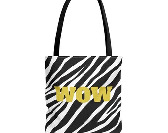 Elegante bolso de mano con estampado de cebra, bolso ecológico con un diseño gráfico WOW, regalo divertido para amantes de los animales, bolso de playa moderno, perfecto para el día a día.