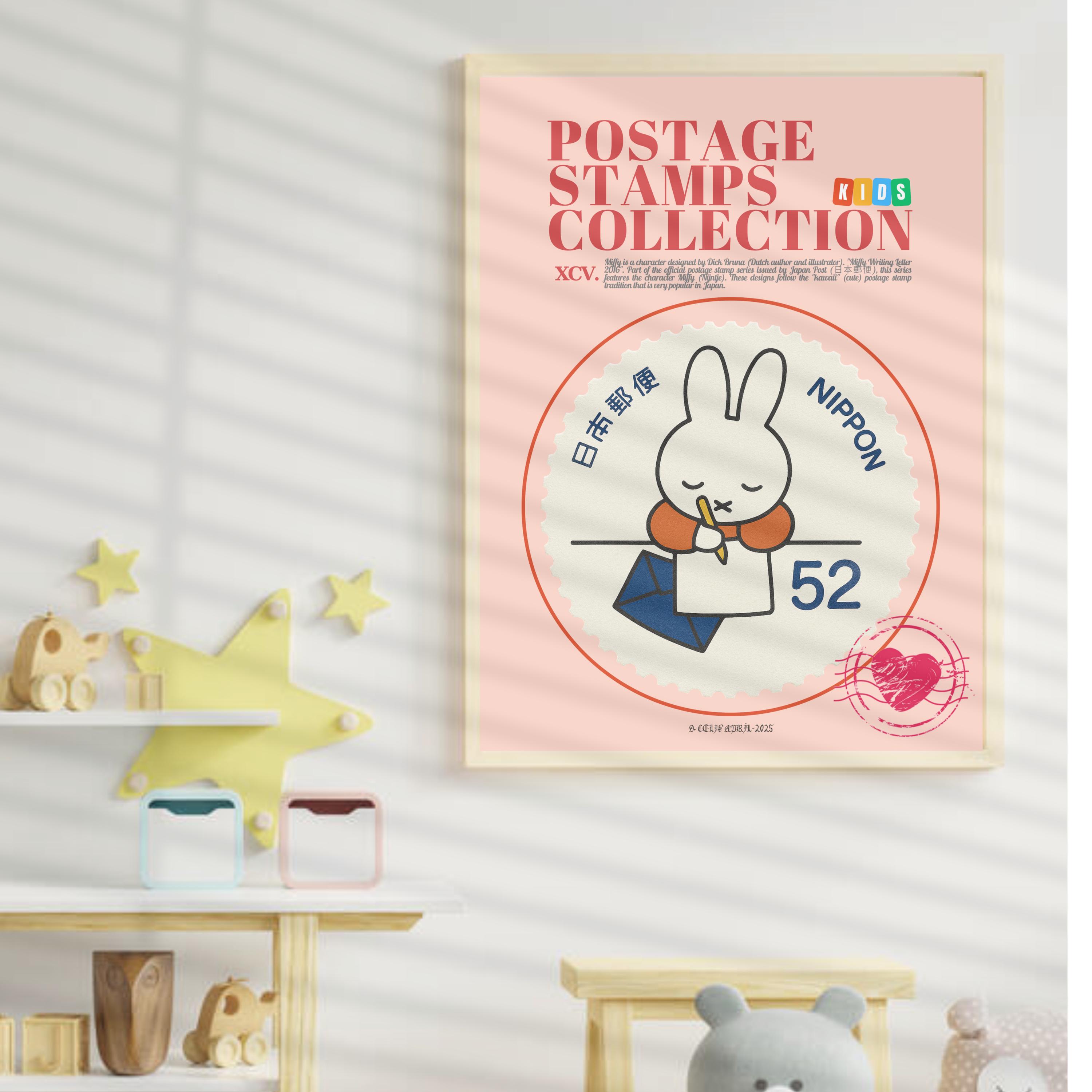 Miffy Printable Wall Art Set of 4, Cute Bunny Nursery Decor, Japan