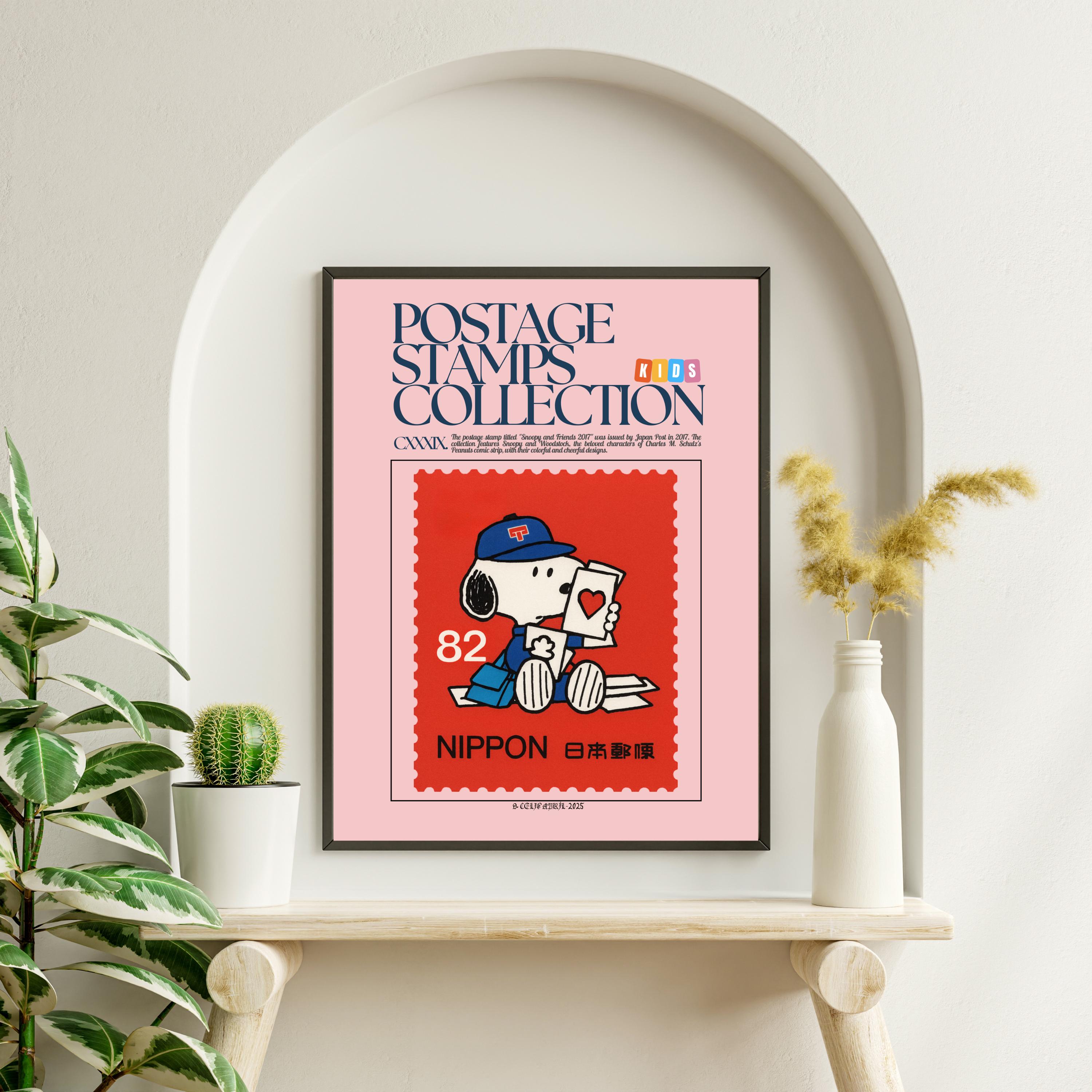 その他 SNOOPY MUSEUM STANP SET Snoopy Japanese Stamp Print Set, Kawaii Kids Room Decor (digital